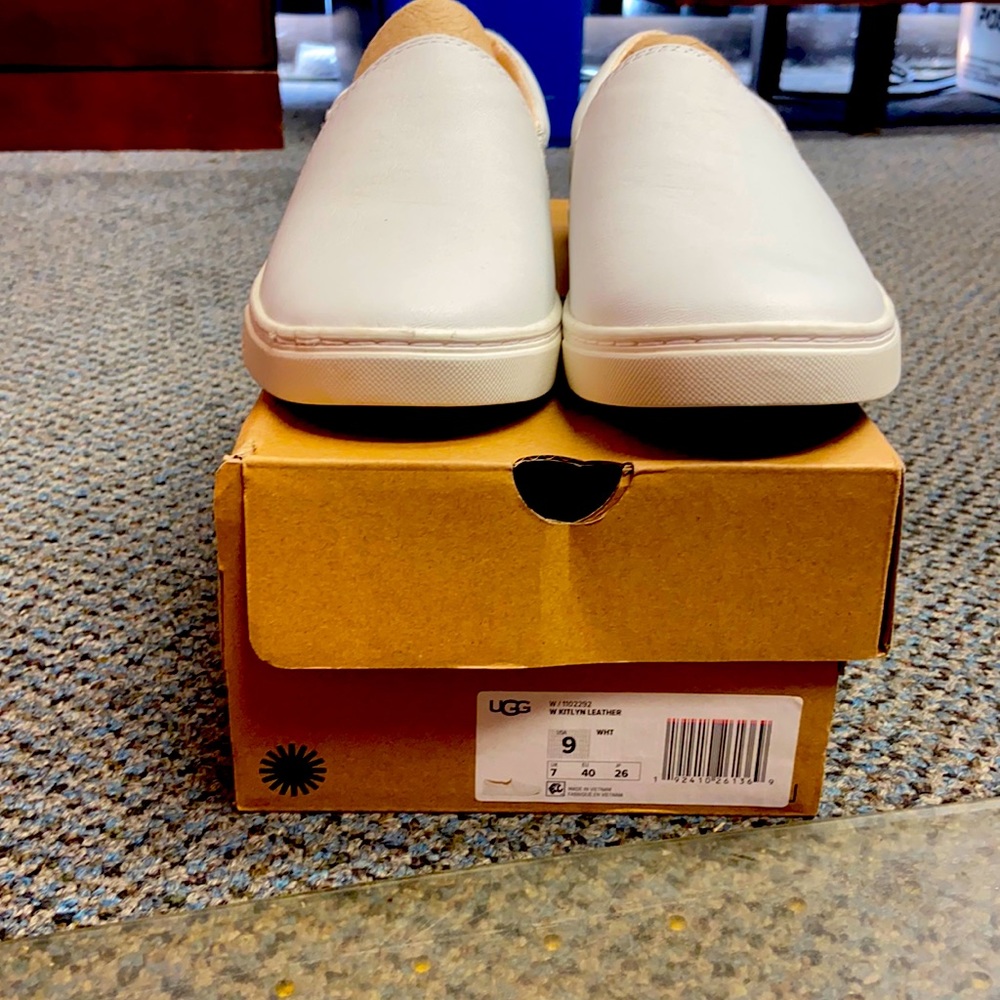Brand new in box. Eggshell white leather sneaker loafer